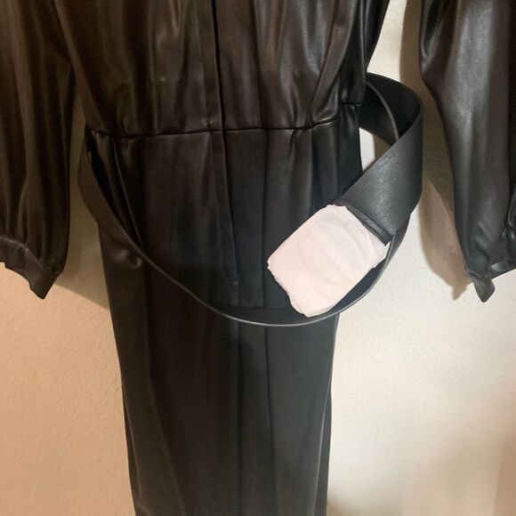Eloquii Faux Leather Jumpsuit Size 14 Black - Picture 9 of 12